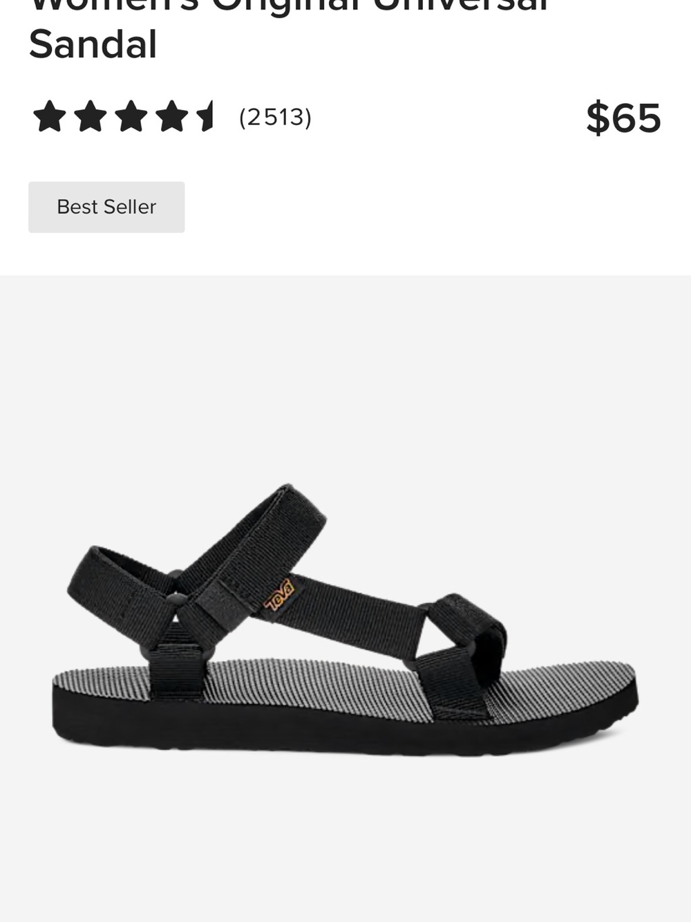 Teva Black Outdoor Strappy Sandals with Textured Footbed - Picture 2 of 4